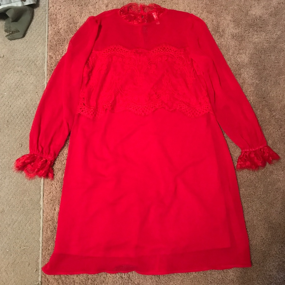 High neck lace holiday dress
